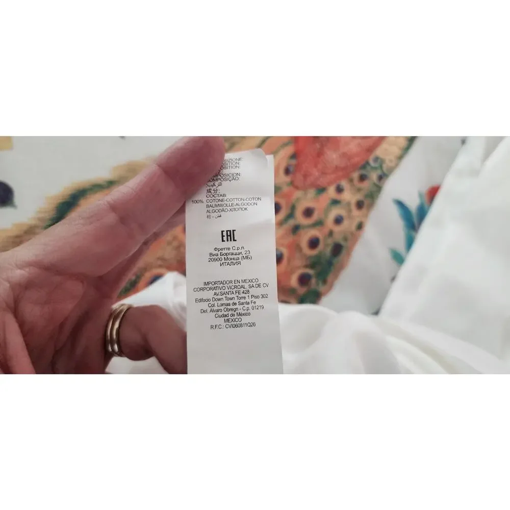 Frette Frame White Navy Embroidery Cotton King Duvet New